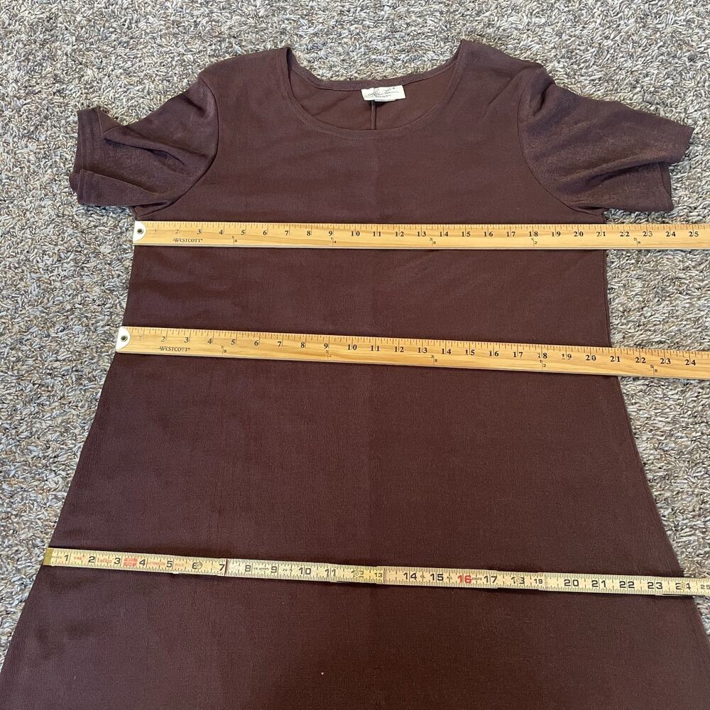 Vintage Casual Dress Plus Size 14W 16W Chocolate Brown Minimal Stretch T Shirt - Picture 10 of 12